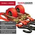 Quickloader 4 Retractable Ratchet Tie Down Strap 2 Pack - 2m 25mm - 400kg Capacity - Red - SuperSaverAU - view 4