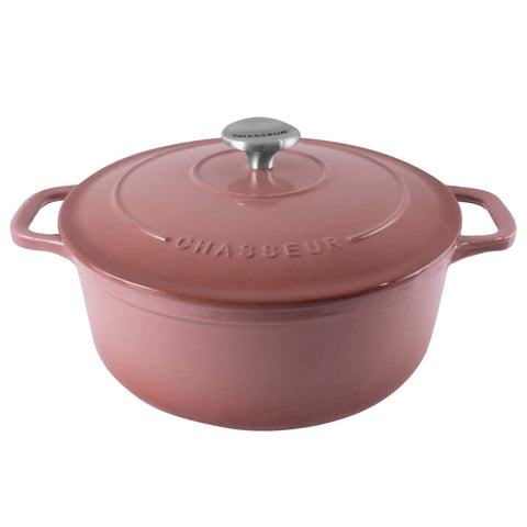 Chasseur 24cm 4L Round French Oven - Rosewood Pink Cast Iron, Oven Safe to 250°C - 19844