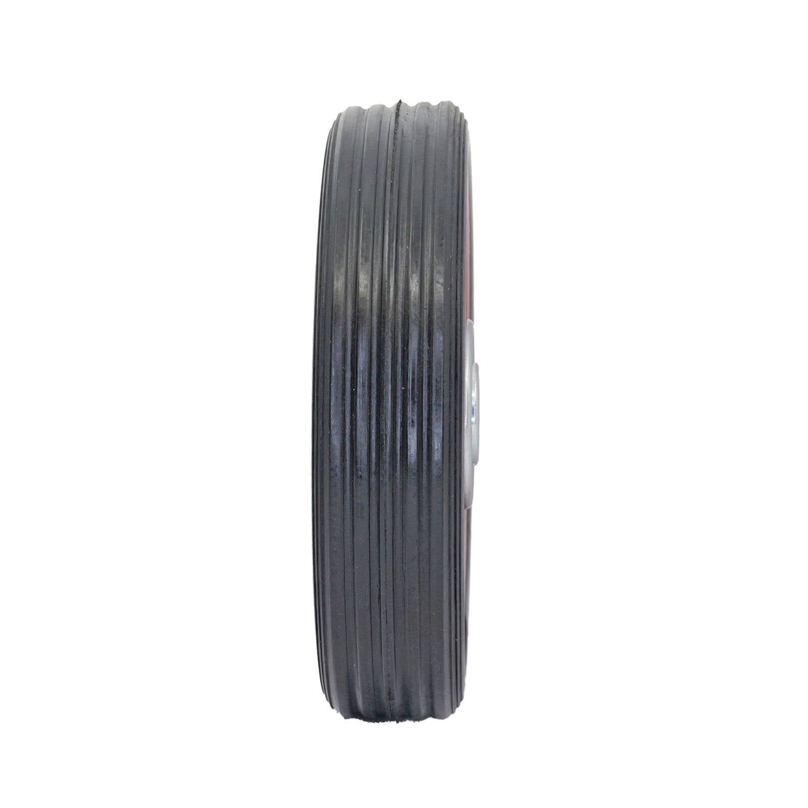 Easyroll 125mm Black Rubber Tyre with Red Metal Centre, Solid, 40kg Load