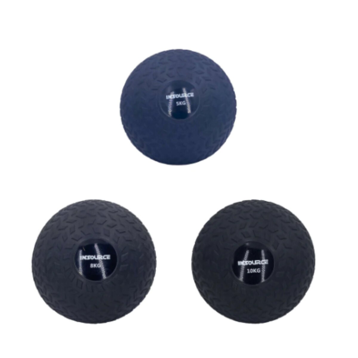 Insource Slam Ball Set - Three Balls at 5kg, 8kg and 10kg, Rubber Coated, Sand Filled - SLBALLSET5810