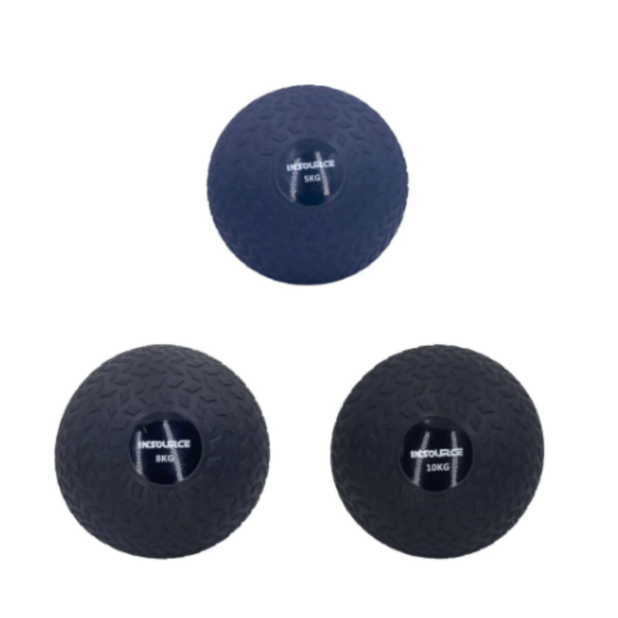 Insource Slam Ball Set - Three Balls at 5kg, 8kg and 10kg, Rubber Coated, Sand Filled - SLBALLSET5810