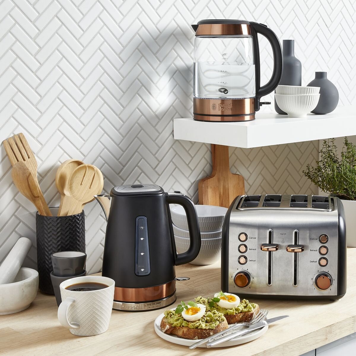 Russell Hobbs Brooklyn Kettle 1.7L - Copper and Matte Black, Quiet Boil, Perfect Pour Spout - RHK92COP