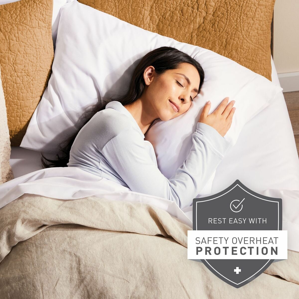 Sunbeam Sleep Perfect Quilted Single Electric Blanket - Antibacterial Treatment, Six Heat Settings - BLQ6421