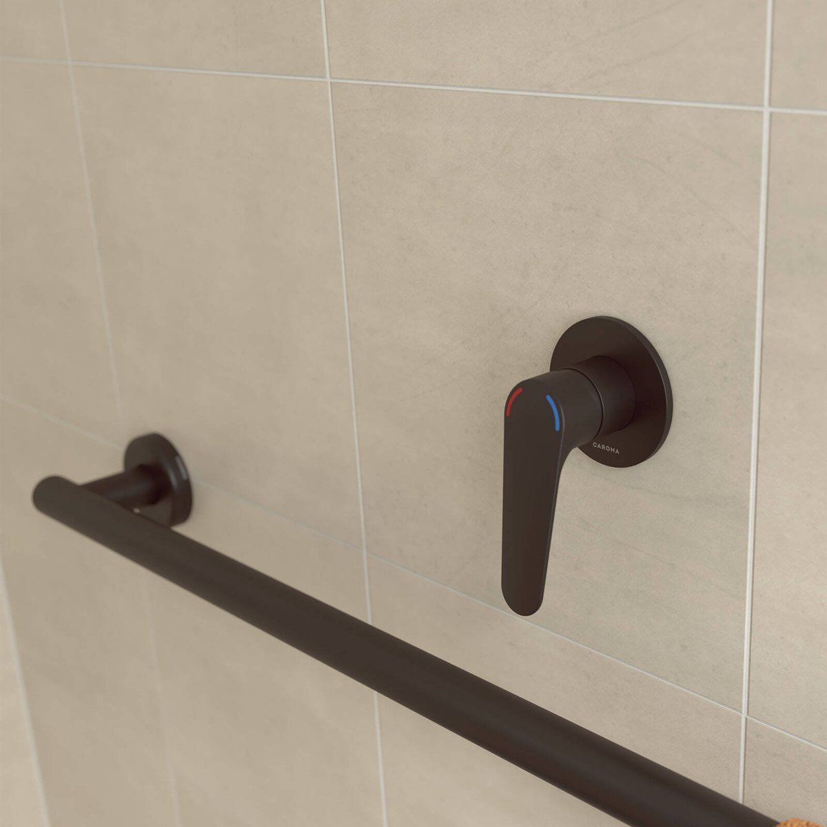 Homecare By Caroma Bath Shower Mixer - Black Matte - 80mm x 120mm - Ergonomic - SuperSaverAU - view 3