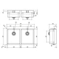 Barazza R15 double bowl sink - 1.2mm thick 304 stainless steel, topmount with overflow - 1X842I