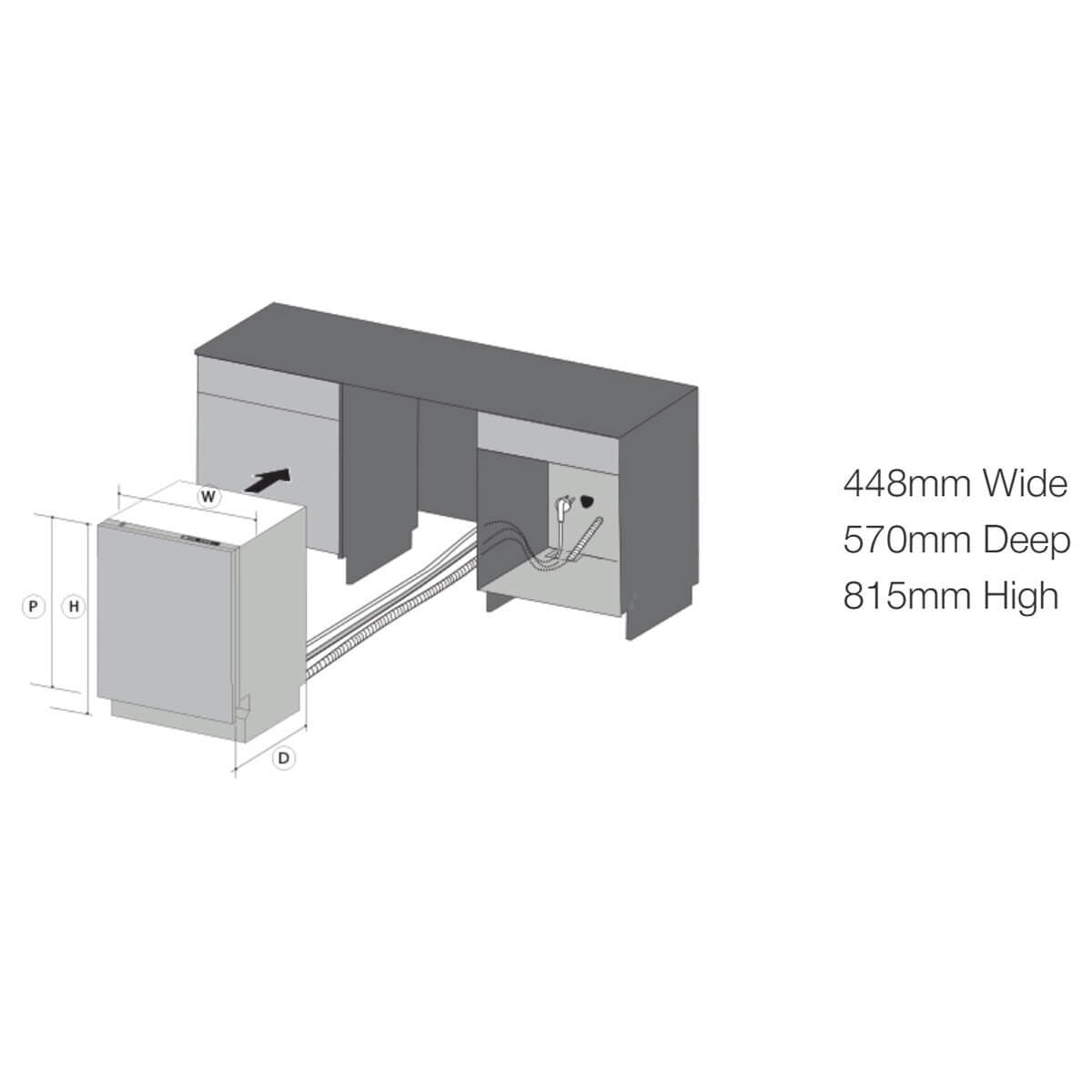 Artusi 45cm Fully Integrated Dishwasher - 9 Place Settings, Six Wash Programs, Half Wash Option - ADWFI451