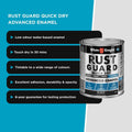 White Knight Rust Guard Advanced Enamel Paint - 500ml - Black Satin - Quick Dry - 16m² Coverage - SuperSaverAU - view 5