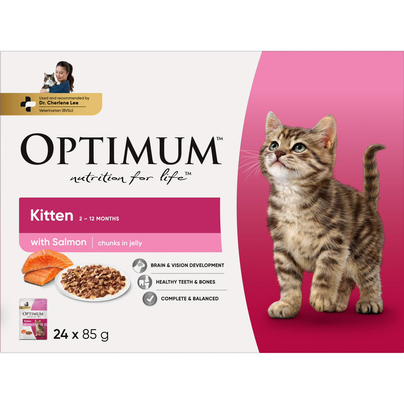 Optimum Kitten Cat Wet Food 85g, 24 Pack, Australian Made Complete Nutrition
