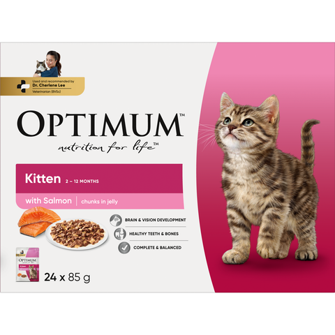 Optimum Kitten Cat Wet Food 85g, 24 Pack, Australian Made Complete Nutrition