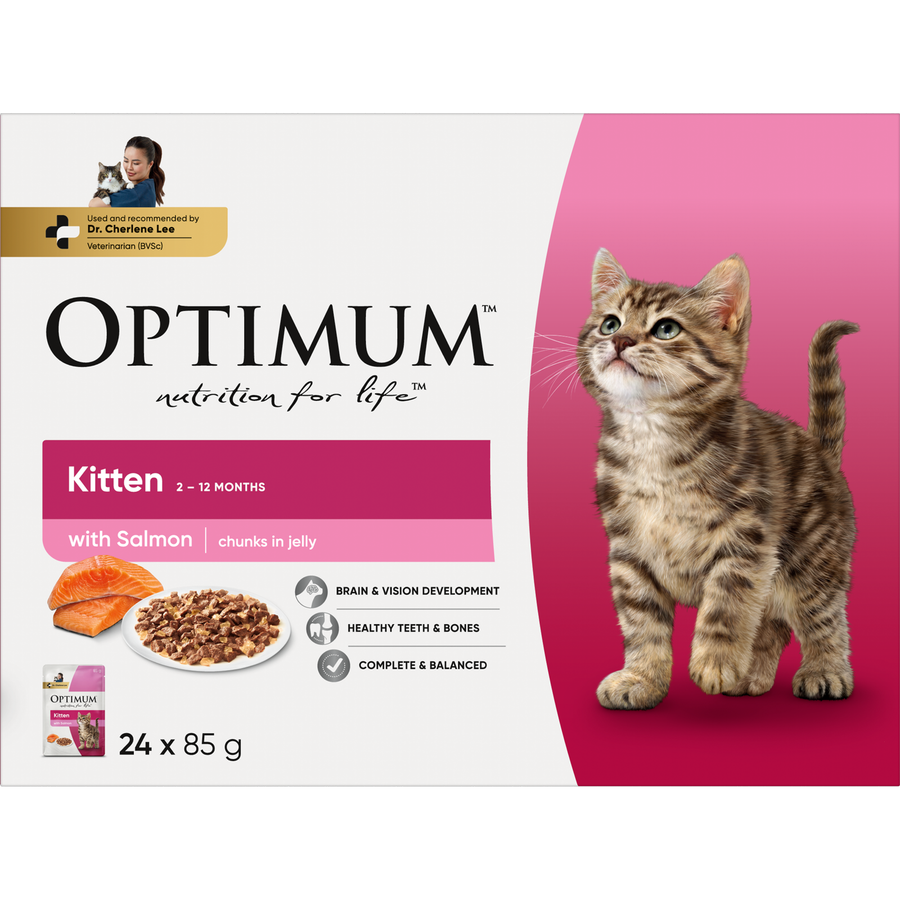 Optimum Kitten Cat Wet Food 85g, 24 Pack, Australian Made Complete Nutrition
