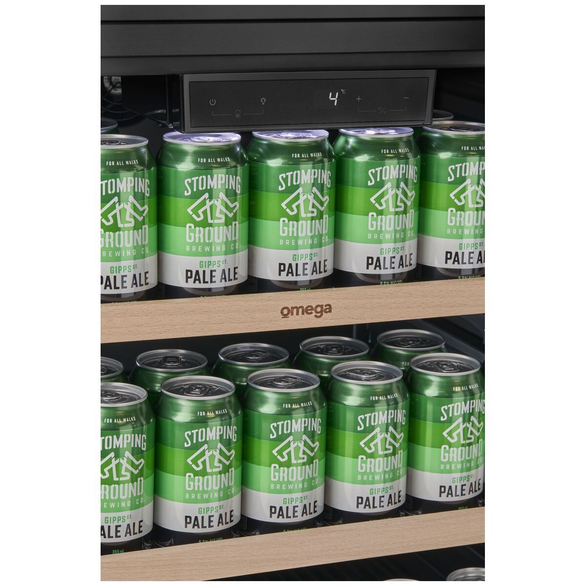 Omega 140 Can Single Zone Beverage Centre - Black Triple Glazed UV Door, Zero Clearance Hinge - OCB140SB