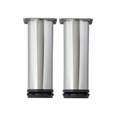 Kaboodle Chrome Cylinder Cabinet Leg 2 Pack Steel 50 x 150mm Height Adjustable
