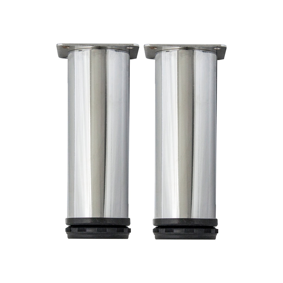 Kaboodle Chrome Cylinder Cabinet Leg 2 Pack Steel 50 x 150mm Height Adjustable