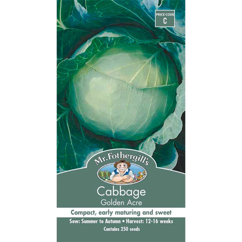 Mr Fothergill Cabbage Golden Acre Seeds - Medium Size - Heirloom - Easy To Grow - SuperSaverAU - view 1