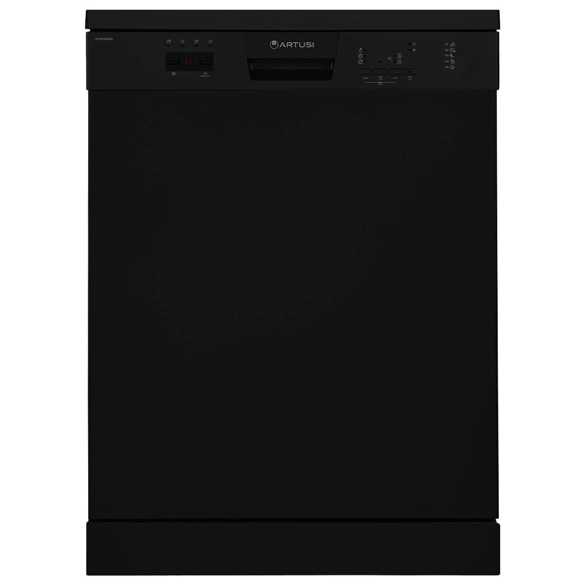 Artusi 60cm Freestanding Dishwasher 13 Place Settings - Black, Eco Wash, Delay Start - ADW5002B
