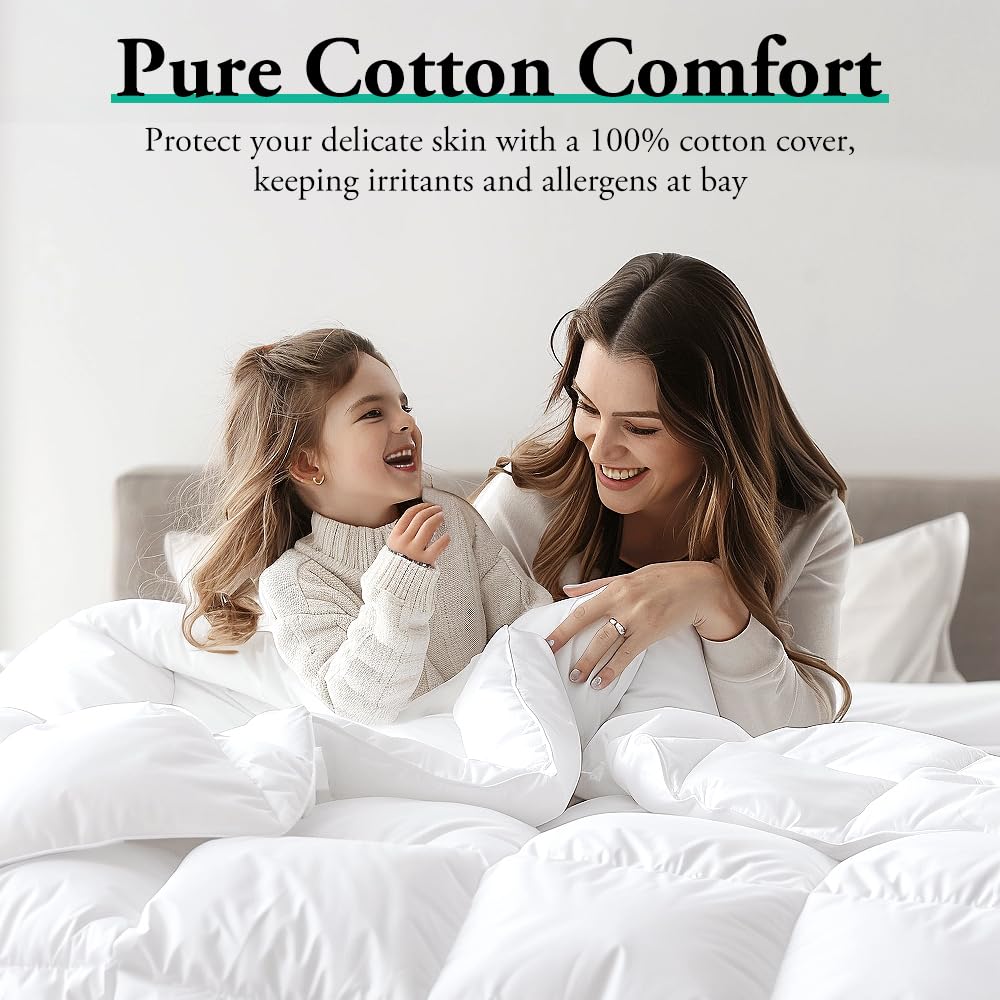 Goose Feather and Down Quilt 700GSM - Single - All Seasons Comforter, 10% Down 90% Feather, 100% Cotton Cover