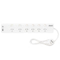 Arlec 6 Outlet Surge Protected Powerboard with PD20W USB Charging 1.8m White PB66UAC