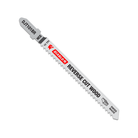 Diablo 100mm High Carbon Steel Jig Saw Blade for Reverse Cuts in Wood, 5 Pack