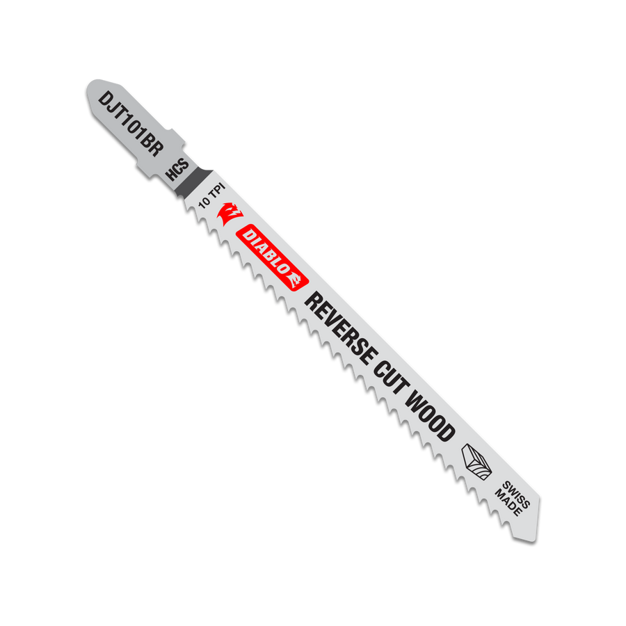 Diablo 100mm High Carbon Steel Jig Saw Blade for Reverse Cuts in Wood, 5 Pack