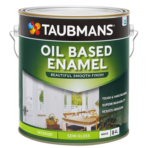 Taubmans 4L White Semi Gloss Oil Based Enamel - Durable Finish - 4L - SuperSaverAU - view 1