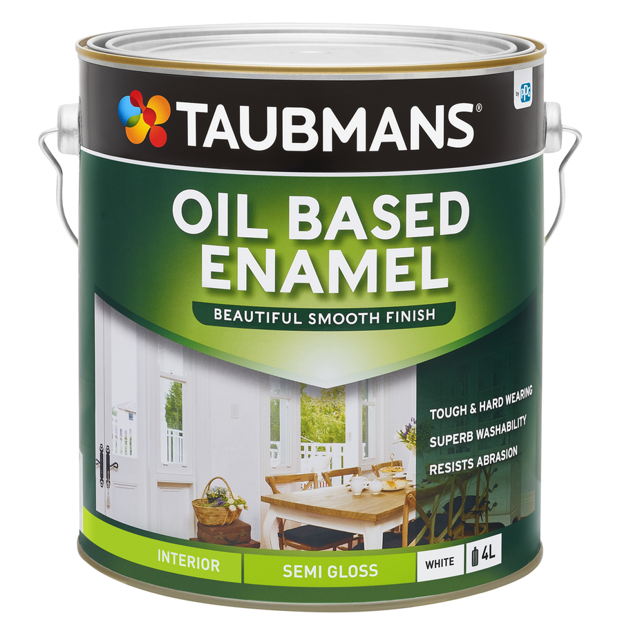 Taubmans 4L White Semi Gloss Oil Based Enamel - Durable Finish - 4L - SuperSaverAU - view 1