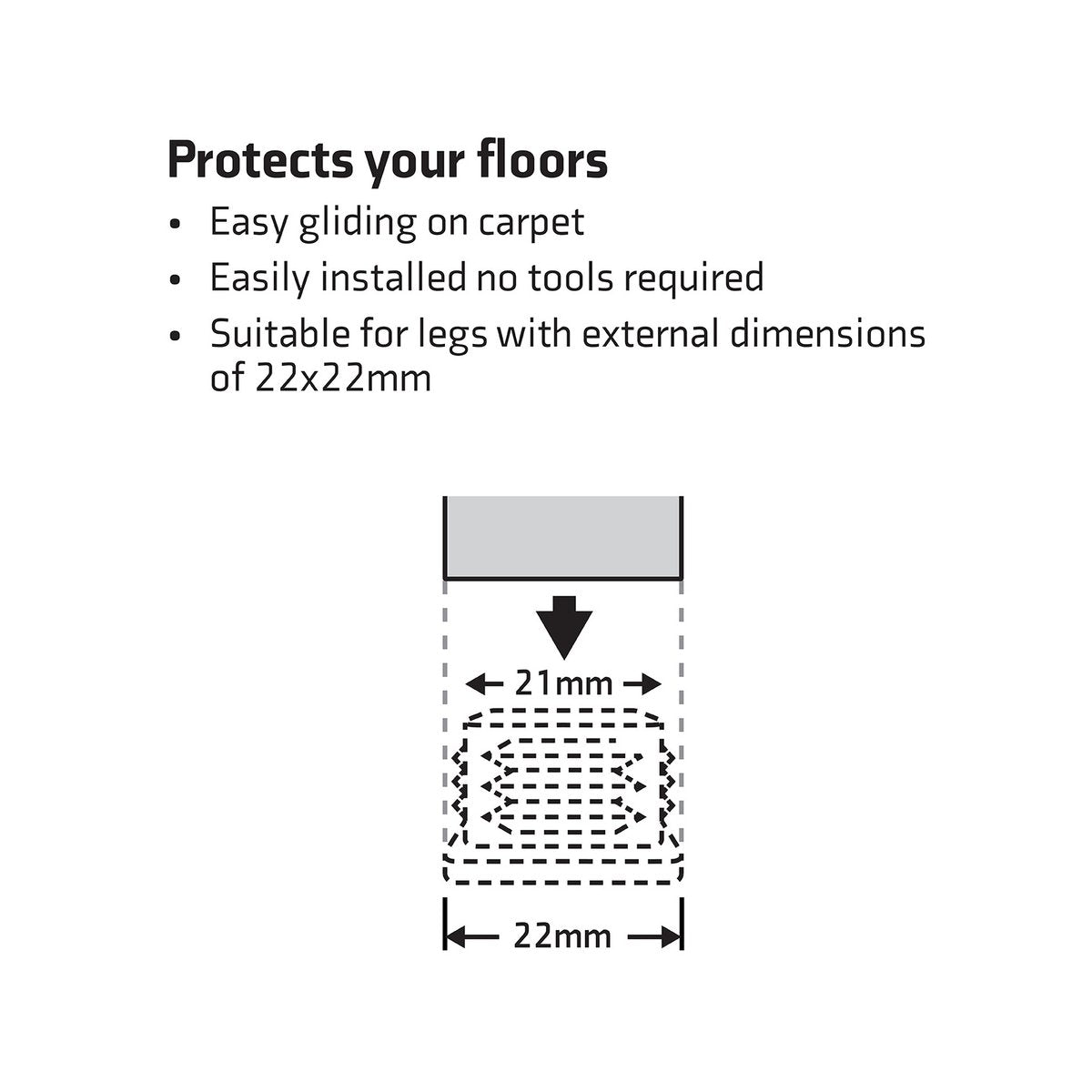 Surface Gard Chair Tips - 25mm - Plastic - Noise Reduction - 4 Pack - SuperSaverAU - view 3