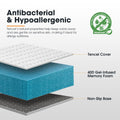 Caravan Mattress Topper Queen - 188 x 152 x 5.5cm - 40D Gel Memory Foam, Tencel Cover, Rounded Corners