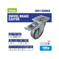 Easyroll Castor - 125mm - Grey Rubber - Heavy Duty Swivel Brake - SuperSaverAU - view 3