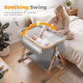 3-in-1 Baby Bassinet and Bedside Sleeper - Grey - 6 Height Levels, Rocking Cradle, Mattress Included