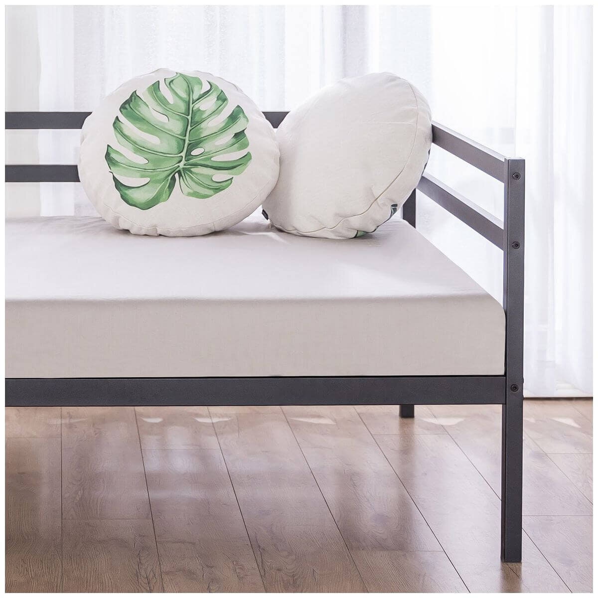 Zinus Metal Daybed Frame - Black Steel Finish, 2-in-1 Seat and Single Bed - AU-MRDB-39