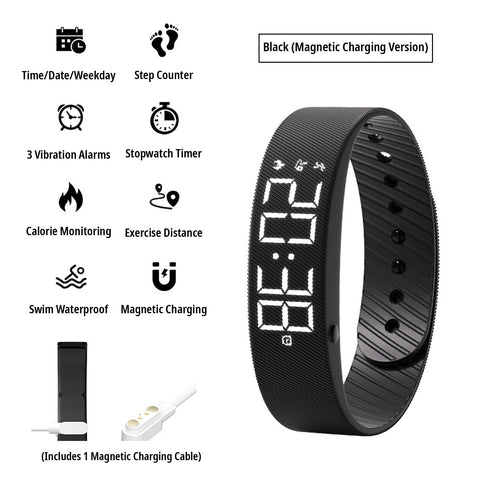 Silent Vibrating Alarm Wristband IP65 - Black