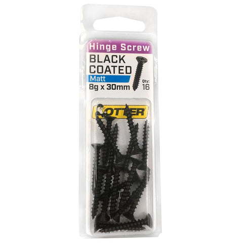 Otter 8 x 30mm Black Coated Hinge Screws - 16 Pack - Countersunk - SuperSaverAU - view 1