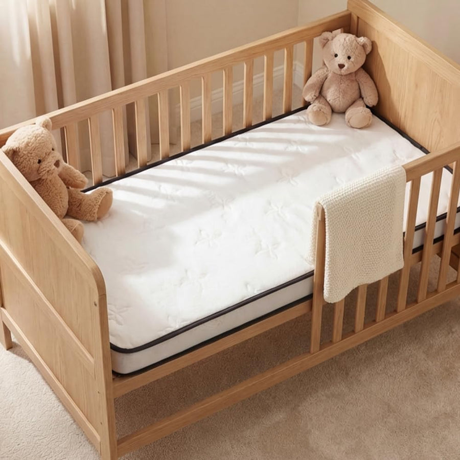Cot Mattress 10cm Pocket Spring - White - 242 Individually Wrapped Springs, Tencel Knit Cover