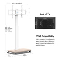 Tall Mobile TV Stand with Wood Base for 32-65 Inch TVs - White - Swivel Mount, Height Adjustable, on Wheels