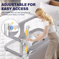 Baby Bedside Crib Co-Sleeper - Grey 120 x 56 x 70cm - Mesh Window, Lift and Fold Side, Adjustable