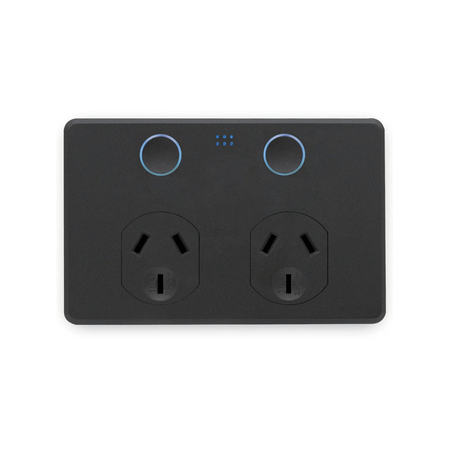 Deta Matte Black Grid Connect Smart Double Touch Power Point - SuperSaverAU - view 1