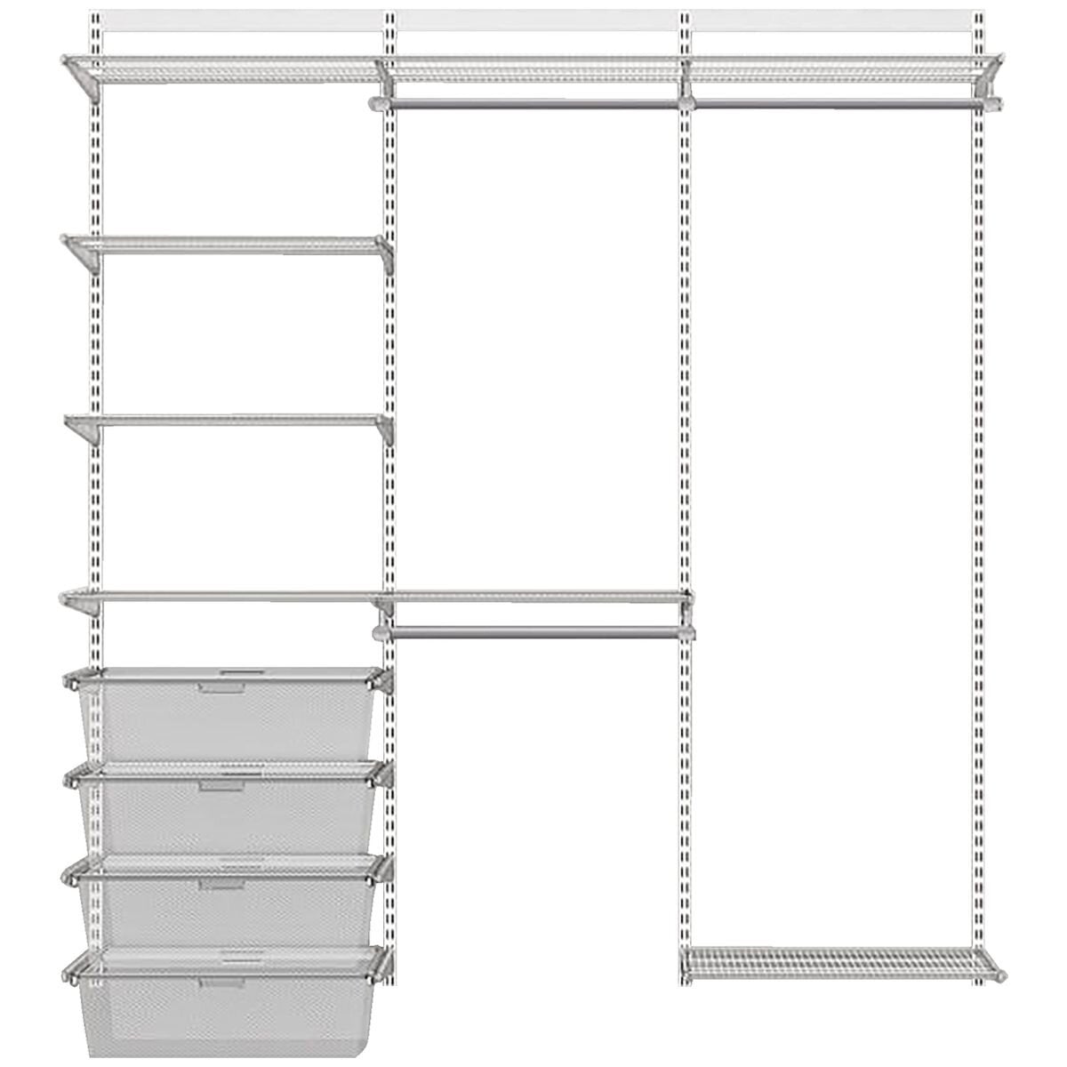 Elfa Advanced 1862mm Wardrobe Pack - White E-Poxy Bonded Steel - Made in Sweden - 11996