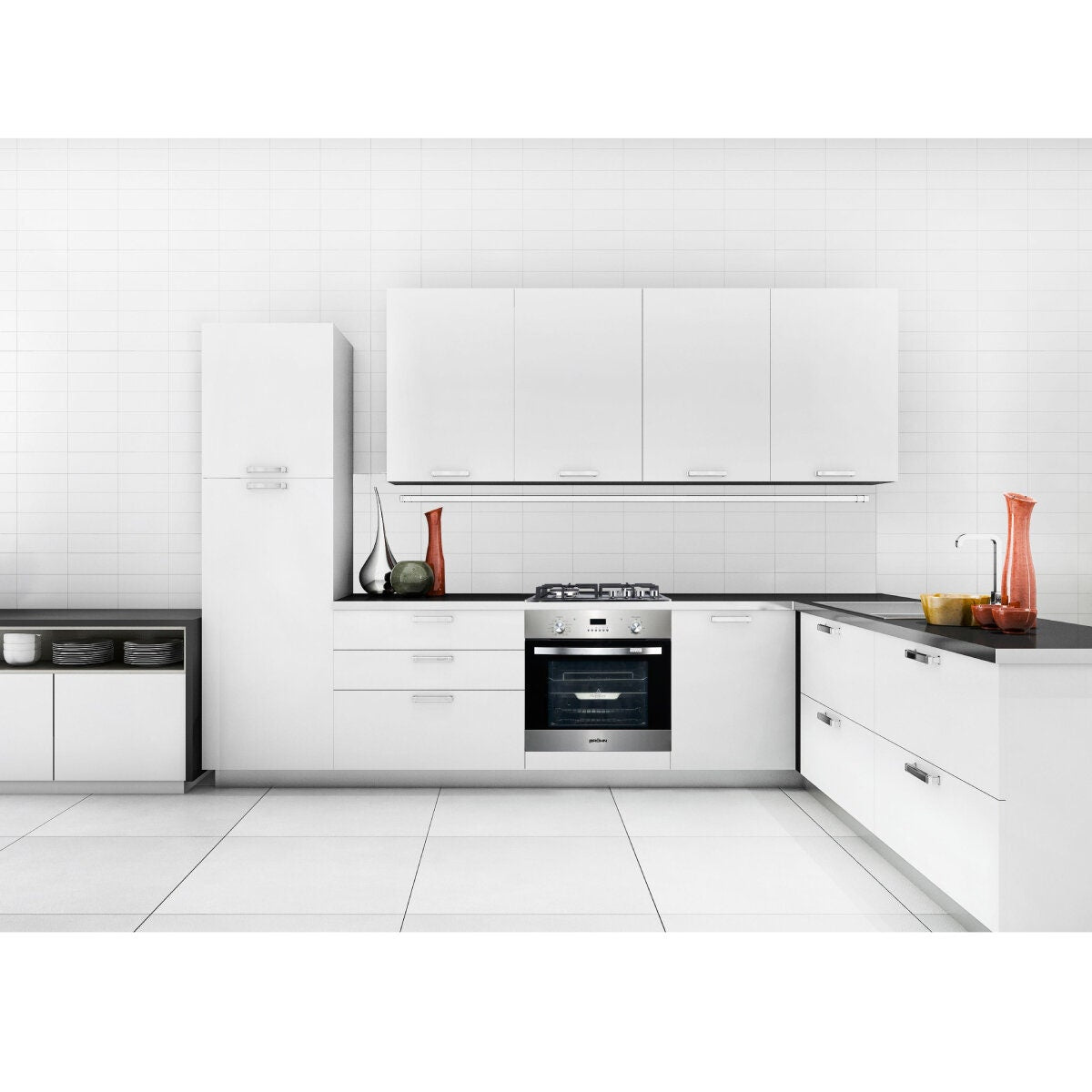 Brohn 60cm Electric Multifunction Oven - 80L, 10 Functions, Inbuilt AirFry, Stainless Steel - BRO6001SS