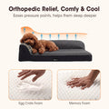 Dog Bed with L Shaped Bolsters - Grey, Medium 71 x 58 x 15cm - Velvet, Egg Crate Foam, Non Slip Base