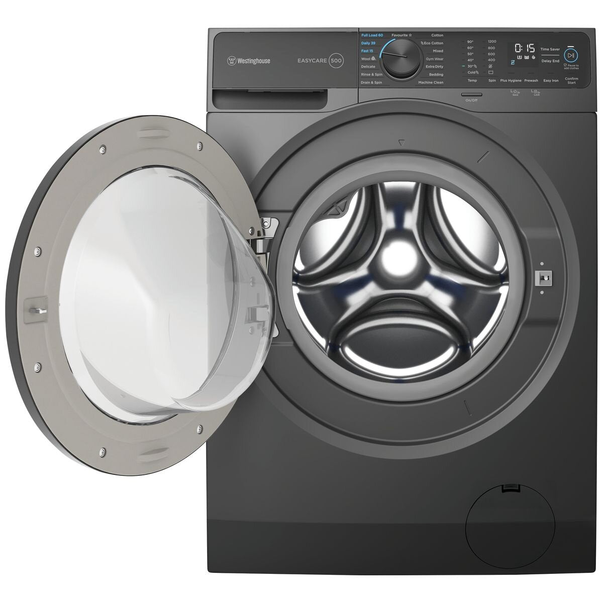 Westinghouse EasyCare 500 9kg Front Load Washing Machine - Grey, 1200rpm Spin, Delay End - WWF9024M5SAS