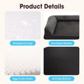 Dog Bed with L Shaped Bolsters - Grey, Medium 71 x 58 x 15cm - Velvet, Egg Crate Foam, Non Slip Base
