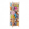 Soft Toy Storage Tower 3-Tier - Natural Wood 136cm - Holds 50+ Plush Toys, Elastic Bar Shelves