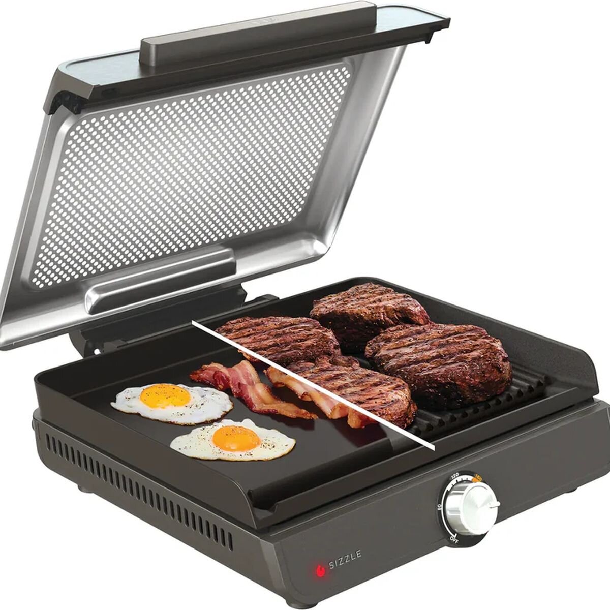 Ninja Sizzle indoor grill and flat plate - high-heat searing, 36cm non-stick plates - GR101