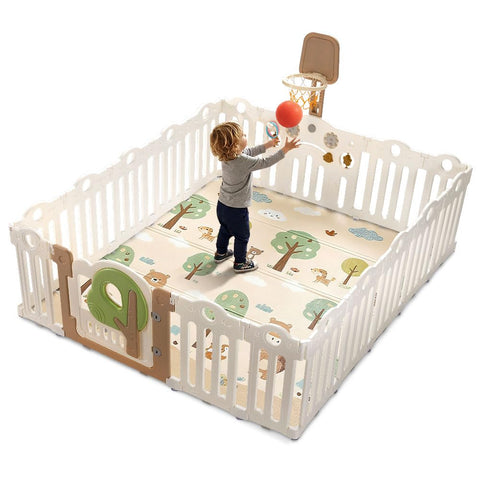 Baby Playpen 18 Panels - 205 x 185cm - Foldable HDPE, Activity Game Panel, EN71 Certified