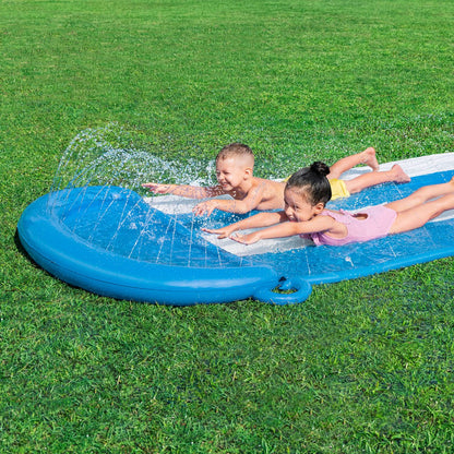 H2OGO! Double Water Slide - 4.88m - Blue - Double Lane - Built-in Splash Pool