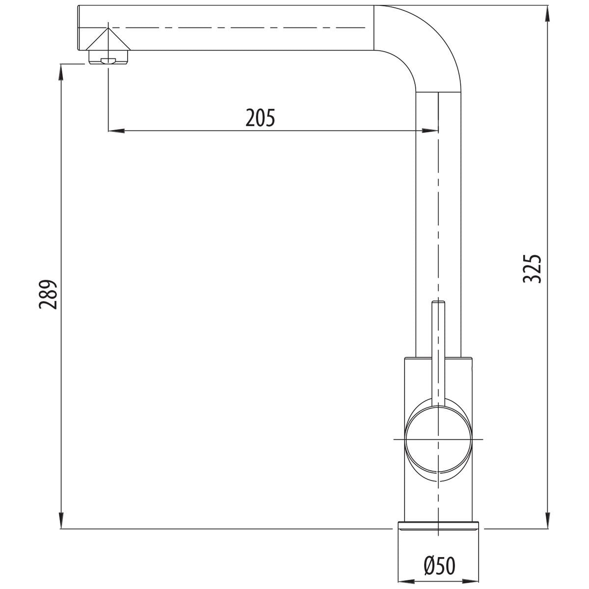 Oliveri Venice right angle mixer tap - Chrome finish, square neck, WELS 5 Star, brass body - VE570FCR