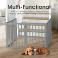 Foldable Dog Gate 4 Panel - Grey, 188 x 61cm - No Drill Freestanding, 180 Degree Hinges, MDF and Stainless Steel