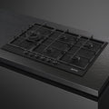 Smeg 72cm 5 Burner Gas Cooktop - Matte Black Finish - Wok Burner - Flame Failure Device - PX375LMBAU