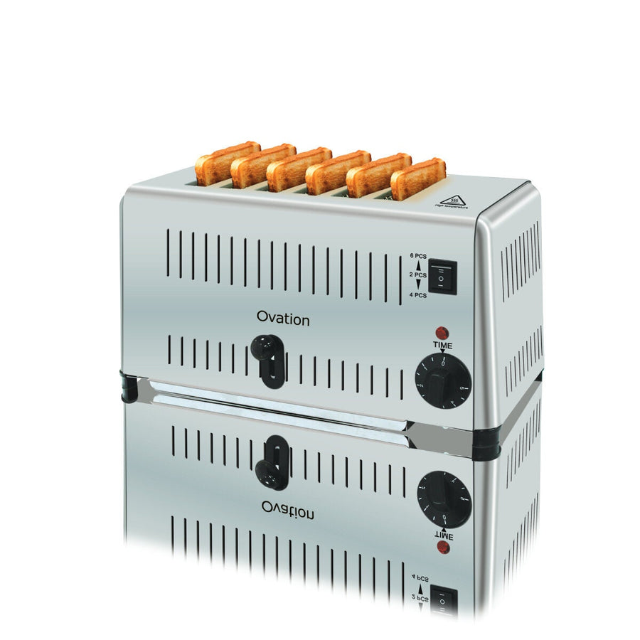 Ovation 6 Slice Toaster - Stainless Steel, 2500W, Variable Browning, 5-Minute Timer - OV6