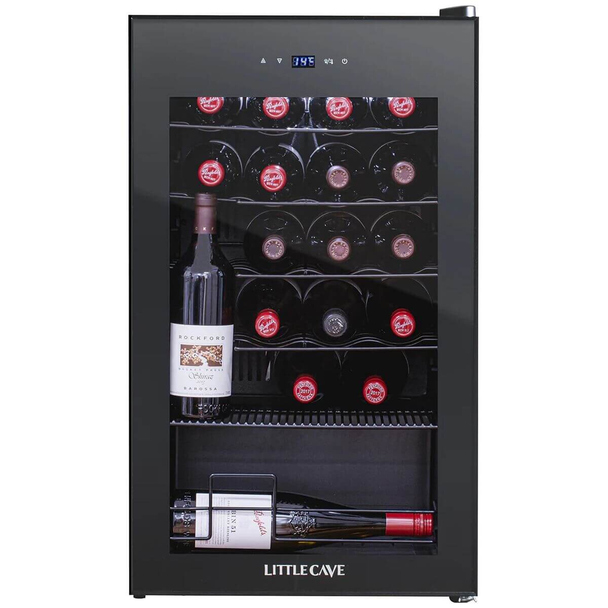 Little Cave 24 Bottle Single Zone Compressor Wine Fridge - Black Glass Door, Touch Pad Controls - LC24SB